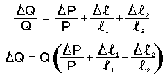dQ = Q ( dP�P + dL1÷L1 + dL2÷L2 )